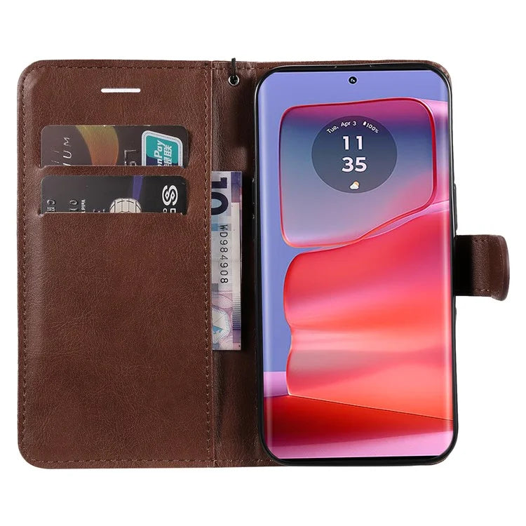 KT Leather Series-2 for Motorola Edge 50 Pro 5G Shockproof Case Solid Color Leather Phone Cover