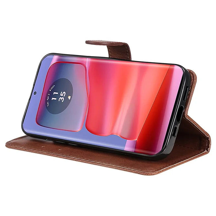 KT Leather Series-2 for Motorola Edge 50 Pro 5G Shockproof Case Solid Color Leather Phone Cover