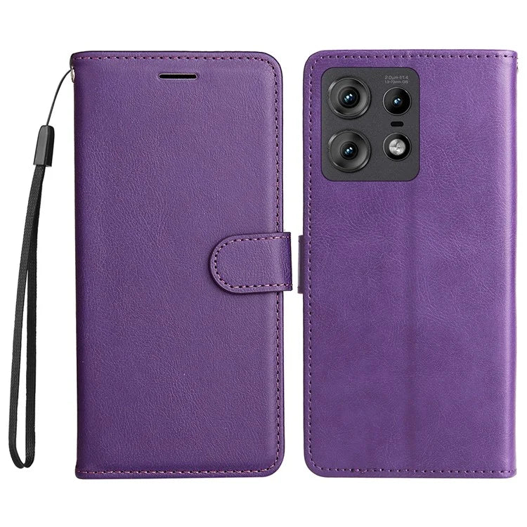 KT Leather Series-2 for Motorola Edge 50 Pro 5G Shockproof Case Solid Color Leather Phone Cover