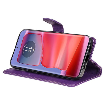 KT Leather Series-2 for Motorola Edge 50 Pro 5G Shockproof Case Solid Color Leather Phone Cover