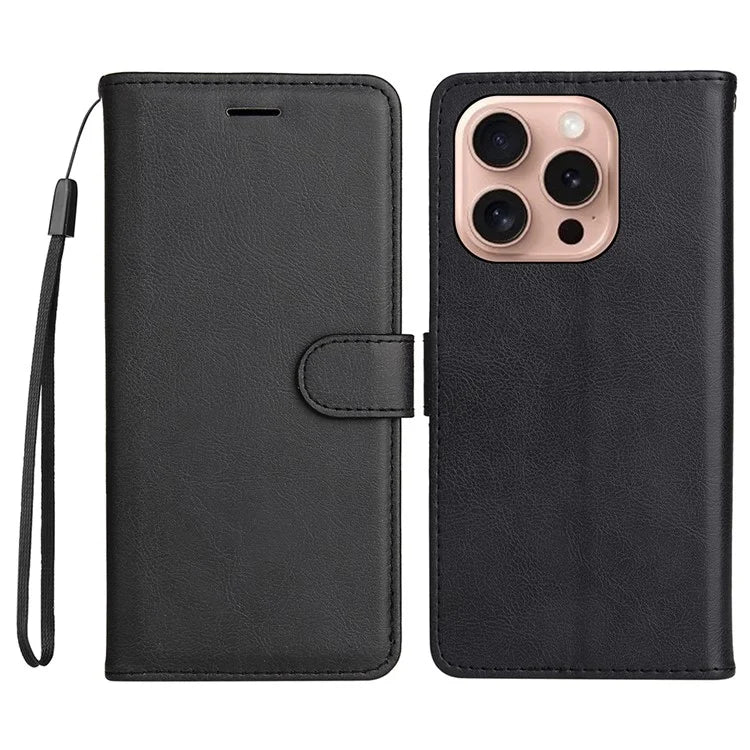 KT Leather Series-2 for iPhone 16 Pro Protective Case Solid Color Leather Phone Cover