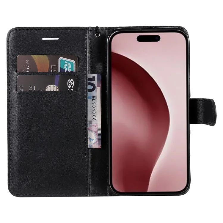 KT Leather Series-2 for iPhone 16 Pro Protective Case Solid Color Leather Phone Cover