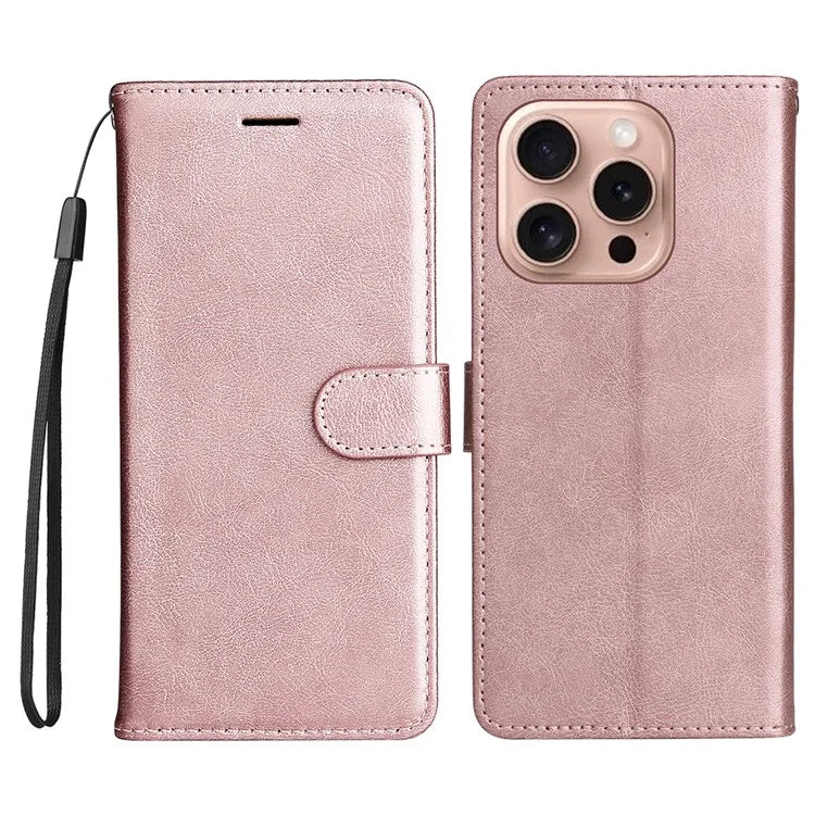 KT Leather Series-2 for iPhone 16 Pro Protective Case Solid Color Leather Phone Cover