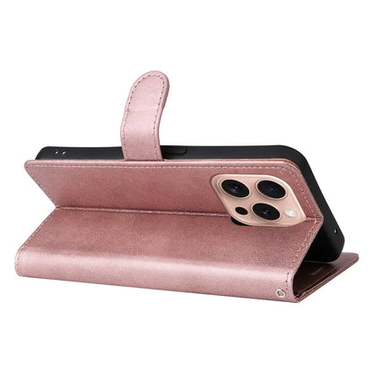 KT Leather Series-2 for iPhone 16 Pro Protective Case Solid Color Leather Phone Cover
