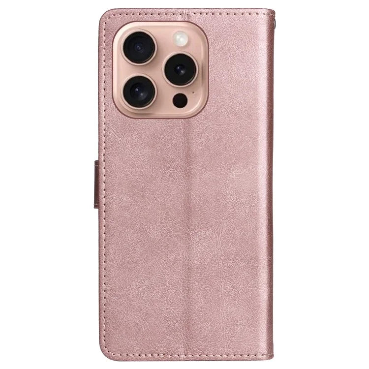 KT Leather Series-2 for iPhone 16 Pro Protective Case Solid Color Leather Phone Cover