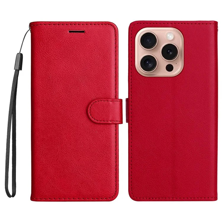 KT Leather Series-2 for iPhone 16 Pro Protective Case Solid Color Leather Phone Cover