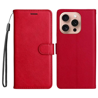 KT Leather Series-2 for iPhone 16 Pro Protective Case Solid Color Leather Phone Cover