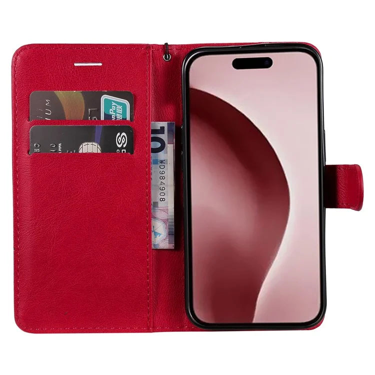 KT Leather Series-2 for iPhone 16 Pro Protective Case Solid Color Leather Phone Cover