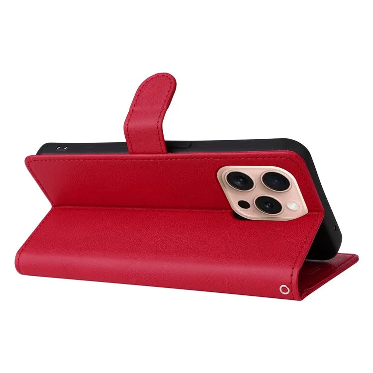 KT Leather Series-2 for iPhone 16 Pro Protective Case Solid Color Leather Phone Cover