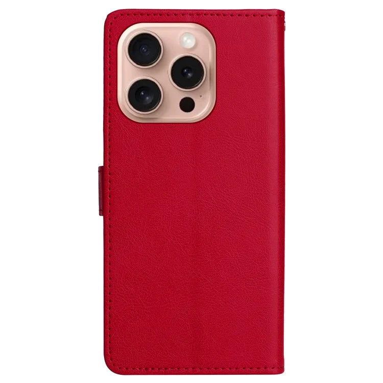 KT Leather Series-2 for iPhone 16 Pro Protective Case Solid Color Leather Phone Cover