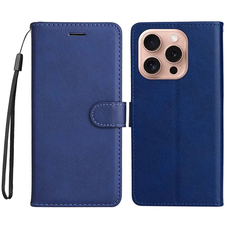 KT Leather Series-2 for iPhone 16 Pro Protective Case Solid Color Leather Phone Cover