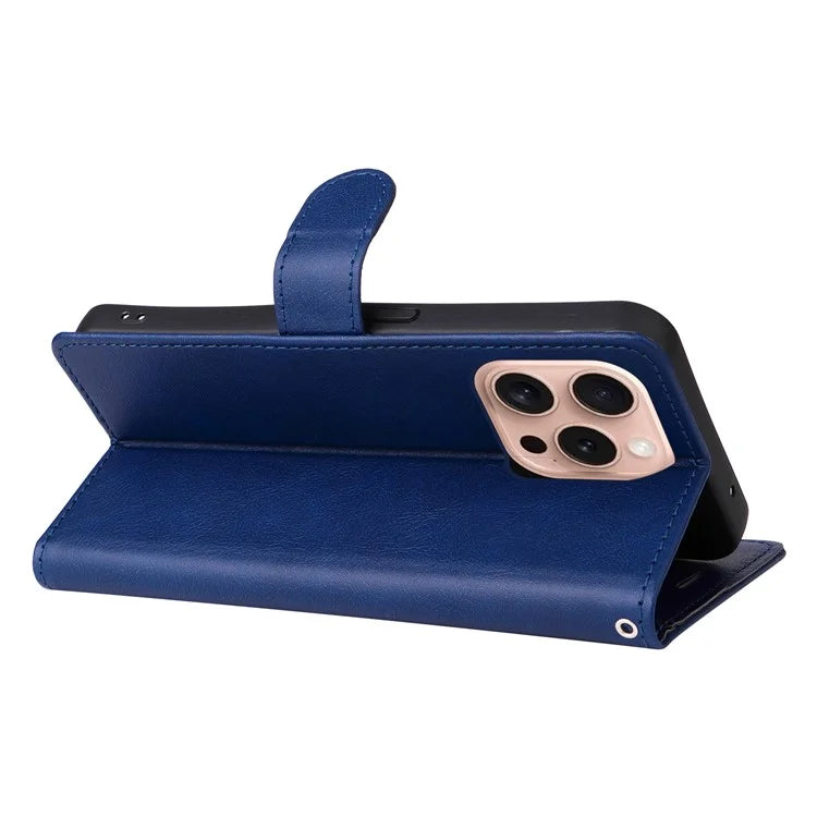 KT Leather Series-2 for iPhone 16 Pro Protective Case Solid Color Leather Phone Cover