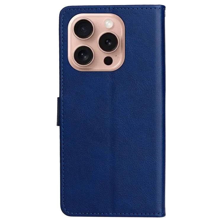 KT Leather Series-2 for iPhone 16 Pro Protective Case Solid Color Leather Phone Cover