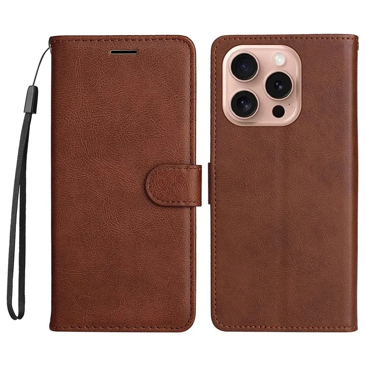 KT Leather Series-2 for iPhone 16 Pro Protective Case Solid Color Leather Phone Cover