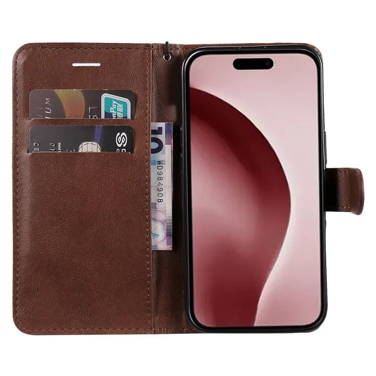 KT Leather Series-2 for iPhone 16 Pro Protective Case Solid Color Leather Phone Cover