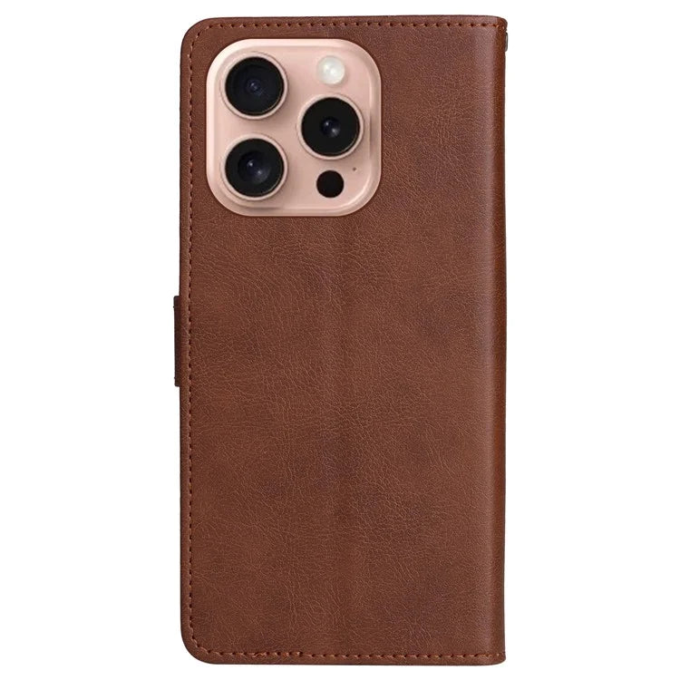 KT Leather Series-2 for iPhone 16 Pro Protective Case Solid Color Leather Phone Cover