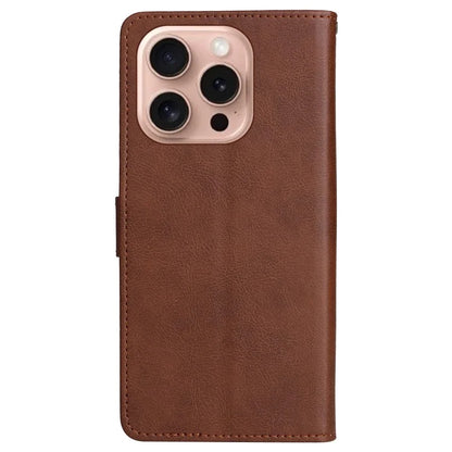 KT Leather Series-2 for iPhone 16 Pro Protective Case Solid Color Leather Phone Cover