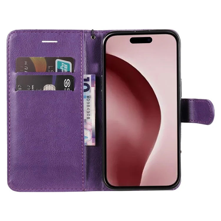 KT Leather Series-2 for iPhone 16 Pro Protective Case Solid Color Leather Phone Cover