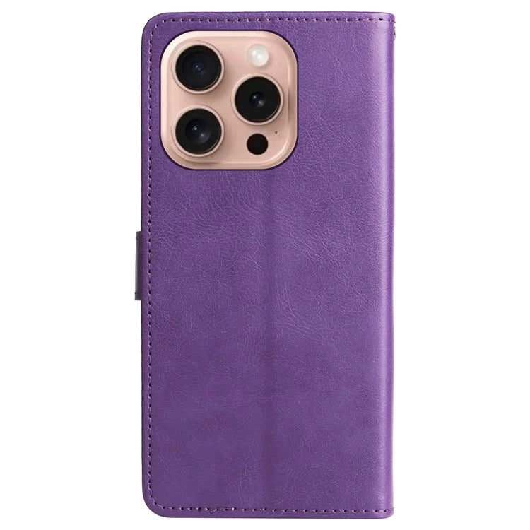 KT Leather Series-2 for iPhone 16 Pro Protective Case Solid Color Leather Phone Cover