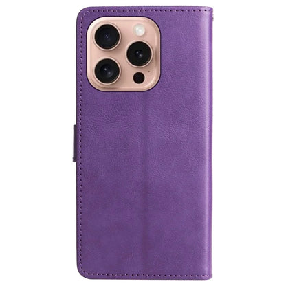 KT Leather Series-2 for iPhone 16 Pro Protective Case Solid Color Leather Phone Cover