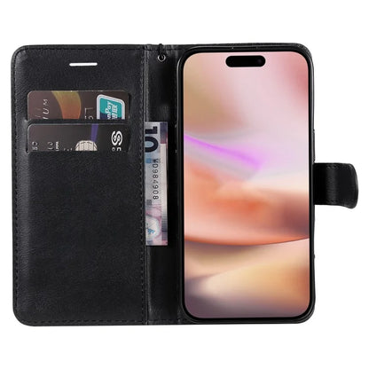 KT Leather Series-2 for iPhone 16 Plus Leather Case with Hand Strap Solid Color Phone Cover