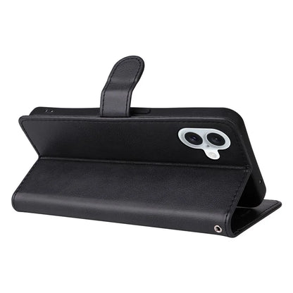 KT Leather Series-2 for iPhone 16 Plus Leather Case with Hand Strap Solid Color Phone Cover