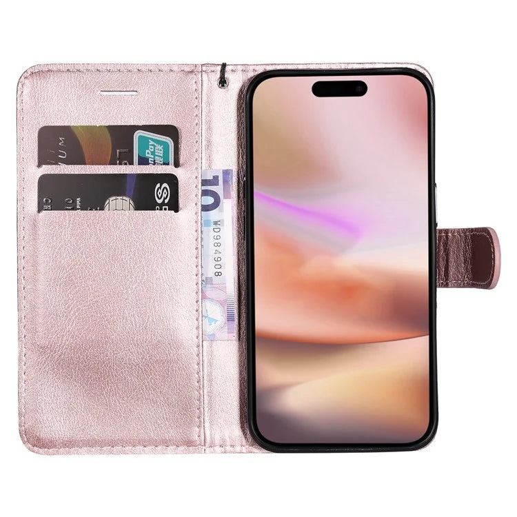 KT Leather Series-2 for iPhone 16 Plus Leather Case with Hand Strap Solid Color Phone Cover