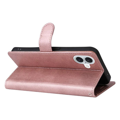 KT Leather Series-2 for iPhone 16 Plus Leather Case with Hand Strap Solid Color Phone Cover