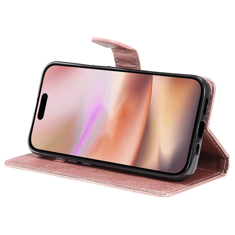 KT Leather Series-2 for iPhone 16 Plus Leather Case with Hand Strap Solid Color Phone Cover