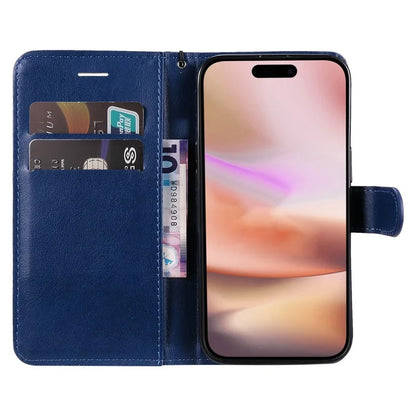 KT Leather Series-2 for iPhone 16 Plus Leather Case with Hand Strap Solid Color Phone Cover