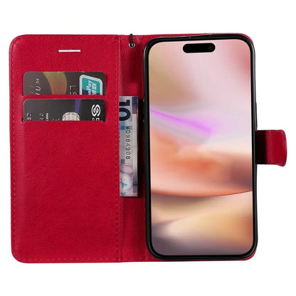 KT Leather Series-2 for iPhone 16 Plus Leather Case with Hand Strap Solid Color Phone Cover