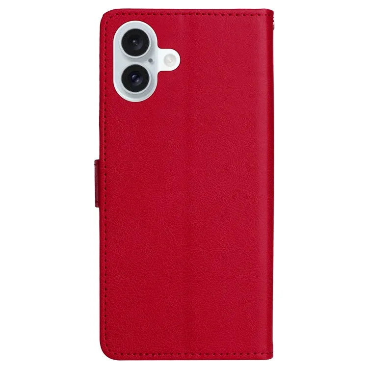 KT Leather Series-2 for iPhone 16 Plus Leather Case with Hand Strap Solid Color Phone Cover