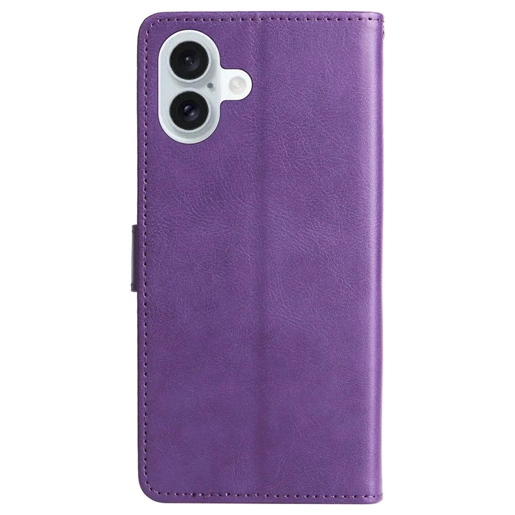 KT Leather Series-2 for iPhone 16 Plus Leather Case with Hand Strap Solid Color Phone Cover