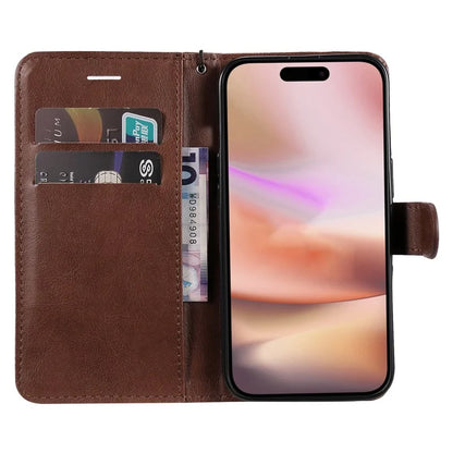 KT Leather Series-2 for iPhone 16 Plus Leather Case with Hand Strap Solid Color Phone Cover