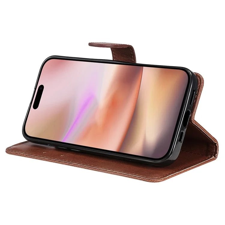 KT Leather Series-2 for iPhone 16 Plus Leather Case with Hand Strap Solid Color Phone Cover