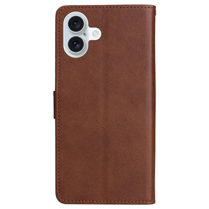 KT Leather Series-2 for iPhone 16 Plus Leather Case with Hand Strap Solid Color Phone Cover