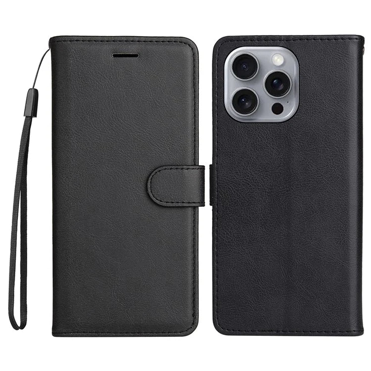 KT Leather Series-2 for iPhone 16 Pro Max Wallet Case Solid Color Leather Flip Phone Cover