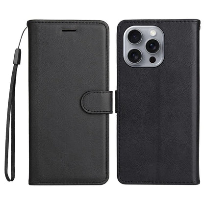 KT Leather Series-2 for iPhone 16 Pro Max Wallet Case Solid Color Leather Flip Phone Cover