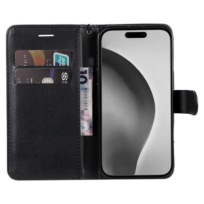 KT Leather Series-2 for iPhone 16 Pro Max Wallet Case Solid Color Leather Flip Phone Cover