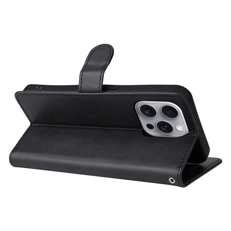 KT Leather Series-2 for iPhone 16 Pro Max Wallet Case Solid Color Leather Flip Phone Cover