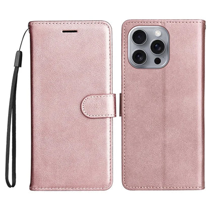 KT Leather Series-2 for iPhone 16 Pro Max Wallet Case Solid Color Leather Flip Phone Cover