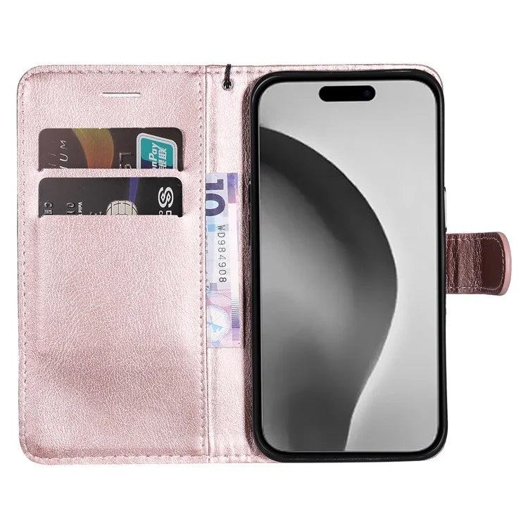KT Leather Series-2 for iPhone 16 Pro Max Wallet Case Solid Color Leather Flip Phone Cover