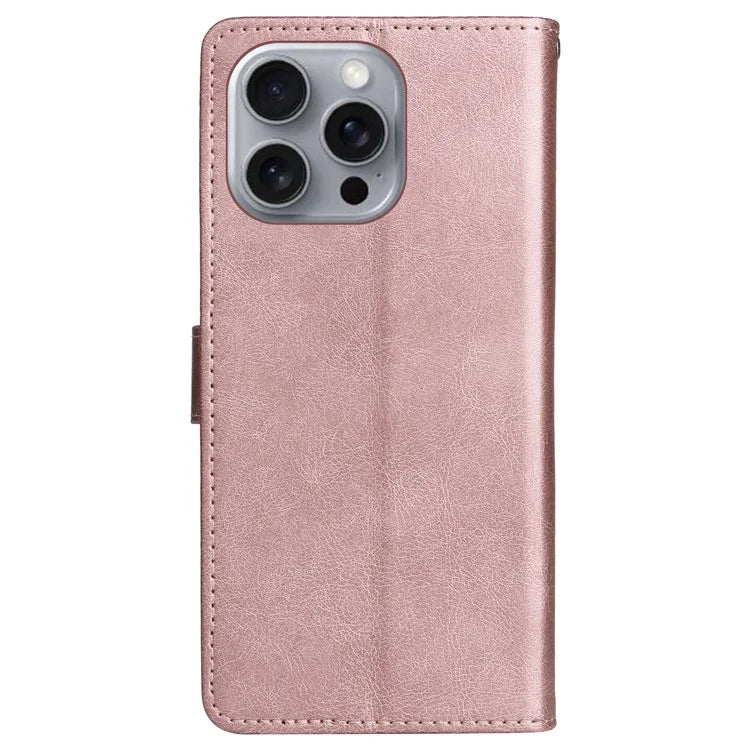 KT Leather Series-2 for iPhone 16 Pro Max Wallet Case Solid Color Leather Flip Phone Cover