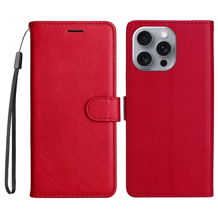 KT Leather Series-2 for iPhone 16 Pro Max Wallet Case Solid Color Leather Flip Phone Cover