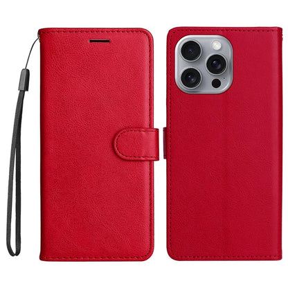 KT Leather Series-2 for iPhone 16 Pro Max Wallet Case Solid Color Leather Flip Phone Cover