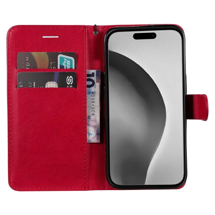 KT Leather Series-2 for iPhone 16 Pro Max Wallet Case Solid Color Leather Flip Phone Cover