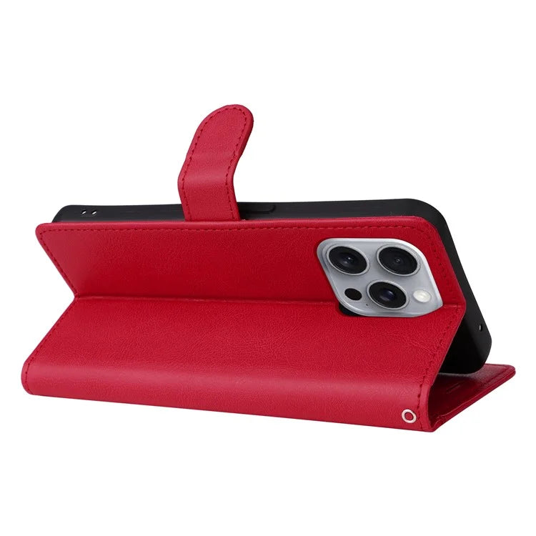 KT Leather Series-2 for iPhone 16 Pro Max Wallet Case Solid Color Leather Flip Phone Cover