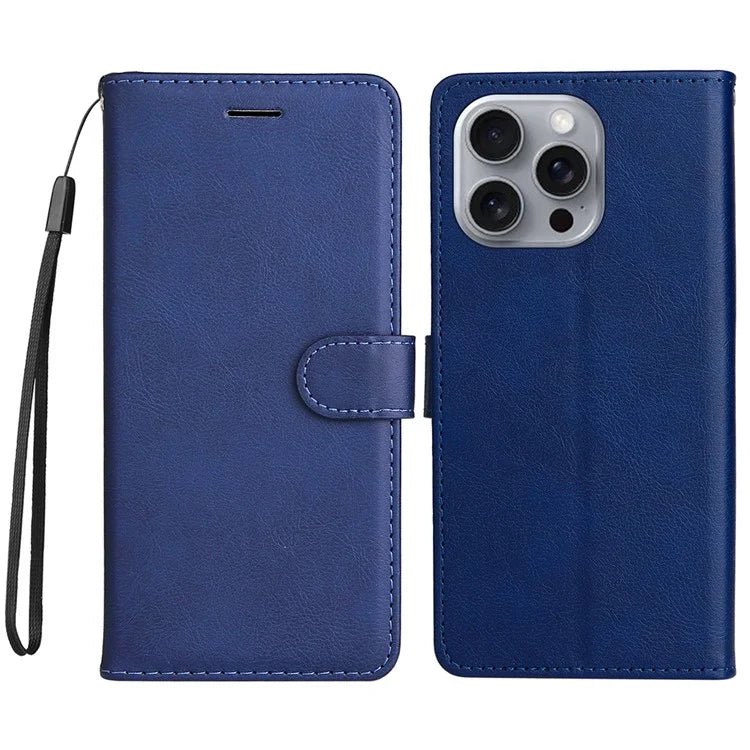 KT Leather Series-2 for iPhone 16 Pro Max Wallet Case Solid Color Leather Flip Phone Cover