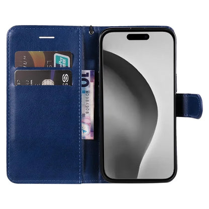 KT Leather Series-2 for iPhone 16 Pro Max Wallet Case Solid Color Leather Flip Phone Cover