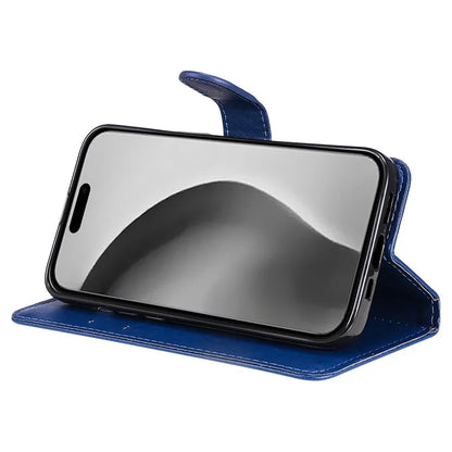 KT Leather Series-2 for iPhone 16 Pro Max Wallet Case Solid Color Leather Flip Phone Cover